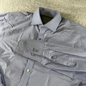 Twillory Men's Large 16 Long Sleeve Button Stretch Dress Shirt Purple Check Blue